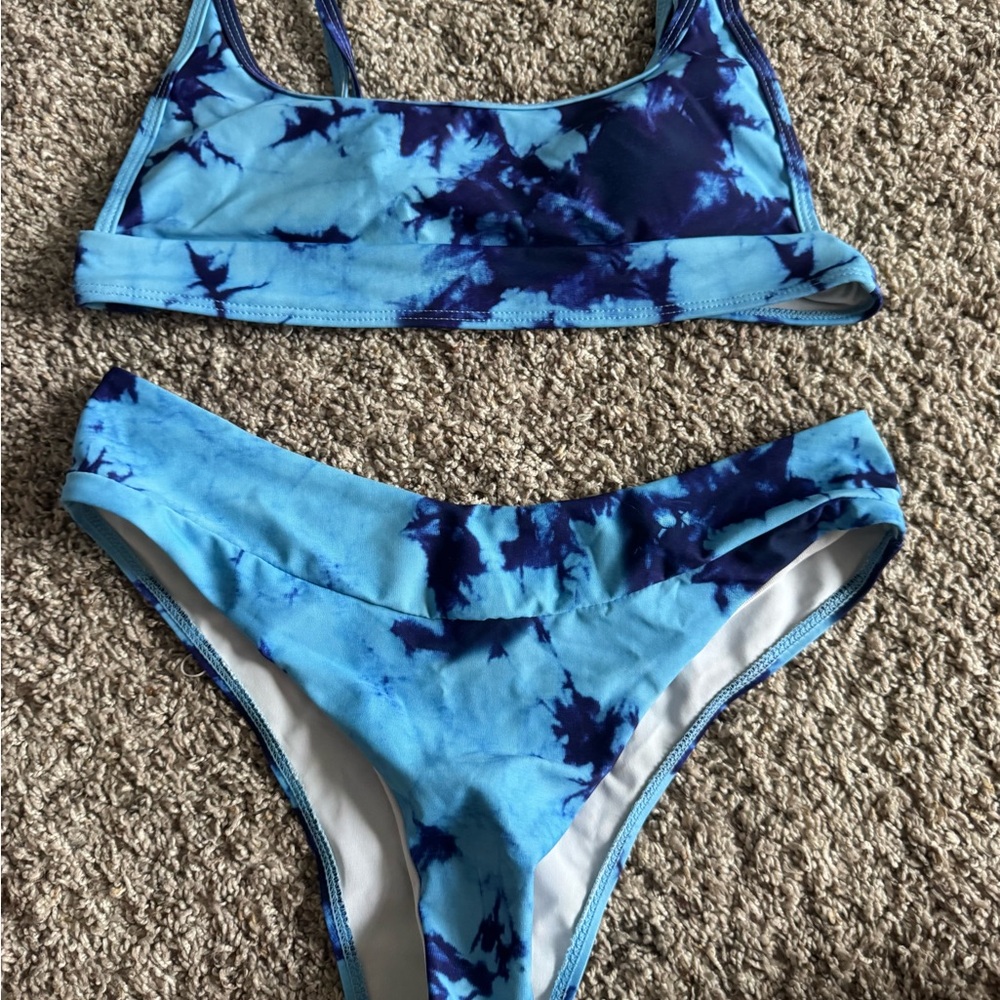 Blue Tie-Dye Bikini Set